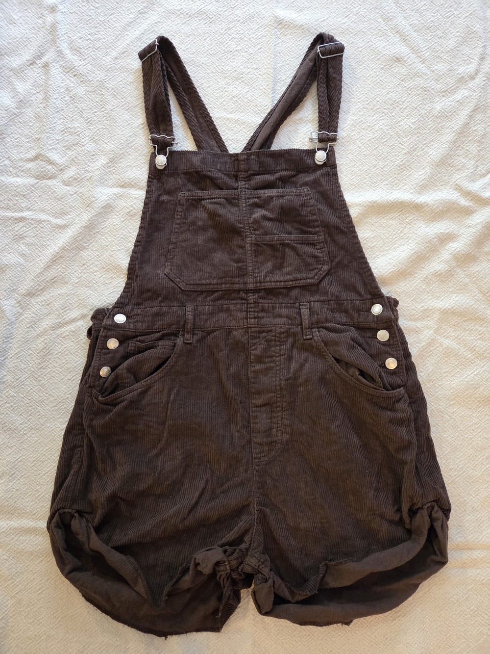 Free People We The Free Dark Brown Corduroy Short Overalls